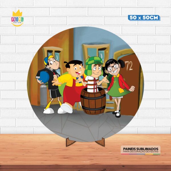 Painel Redondo 3D Chaves Tecido 50cm X 50cm Com Suporte MDF