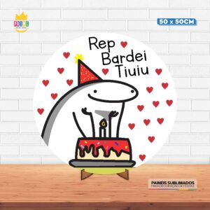Painel Redondo 3D Bento Cake Tecido 50cm X 50cm Com Suporte MDF