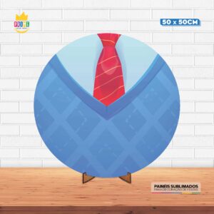 Painel Redondo 3D Dia dos Pais Tecido 50cm X 50cm Com Suporte MDF