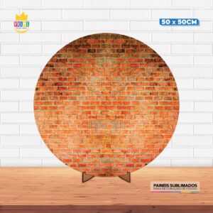 Painel Redondo 3D Tijolo Tecido 50cm X 50cm Com Suporte MDF