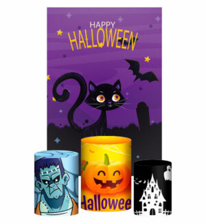 Kit Casado Halloween Trio Capa Cilindro Retangular Tecido