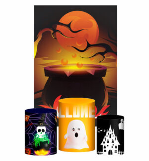 Kit Casado Halloween Trio Capa Cilindro Retangular Tecido