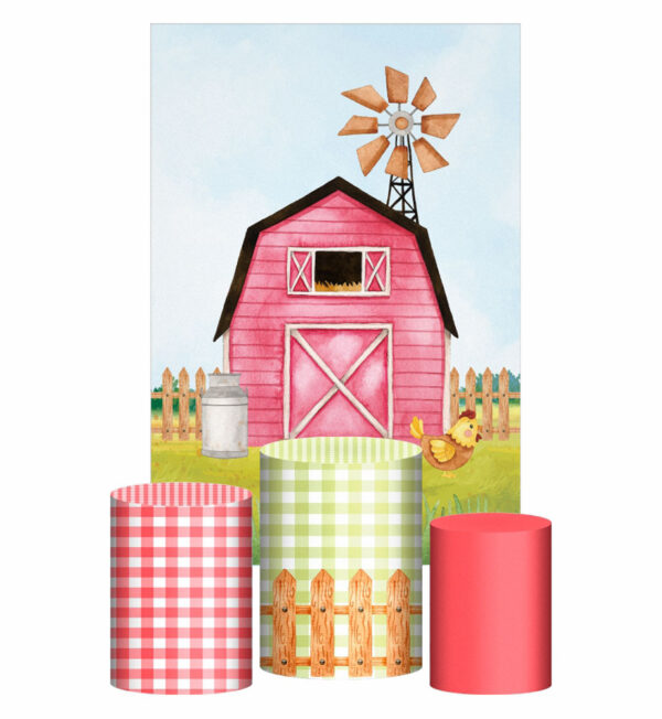Kit Casado Fazendinha Trio Capa Cilindro Retangular Tecido