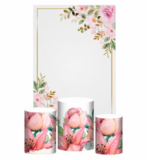 Kit Casado Floral Trio Capa Cilindro Retangular Tecido
