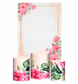 Kit Casado Floral Trio Capa Cilindro Retangular Tecido