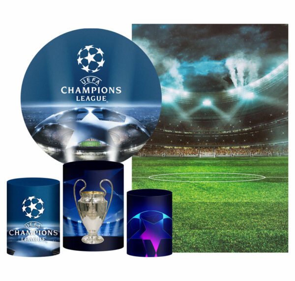 Kit Casado Futebol Painel Redondo Trio Capas Cilindro Retangular Vertical Em Tecido