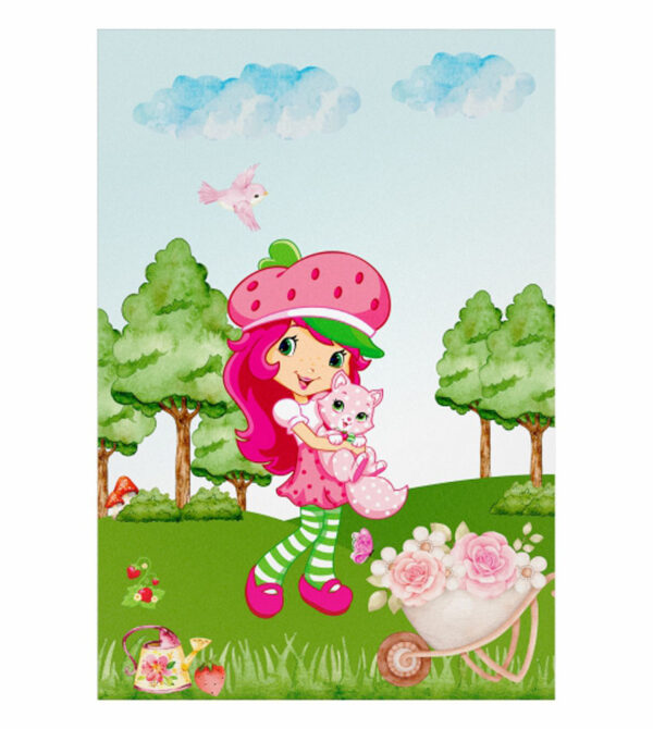 Painel de Festa Retangular 3D Moranguinho Casadinho 1,50m x 2,20