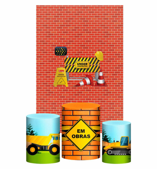 Kit Casado Construção Trio Capa Cilindro Retangular Tecido