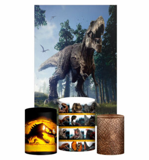 Kit Casado Jurassic World  Trio Capa Cilindro Retangular Tecido