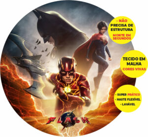 Painel Redondo 3D The Flash Abre Fácil Tecido
