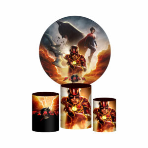 Trio Capa Cilindro + Painel Redondo 3D The Flash 1,50m Veste Fácil