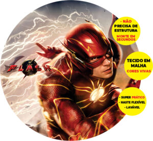 Painel Redondo 3D The Flash Abre Fácil Tecido