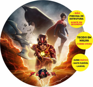 Painel Redondo 3D The Flash Abre Fácil Tecido