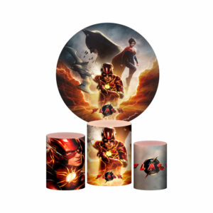 Trio Capa Cilindro + Painel Redondo 3D The Flash 1,50m Veste Fácil