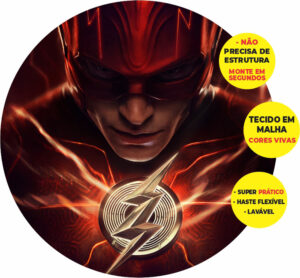 Painel Redondo 3D The Flash Abre Fácil Tecido