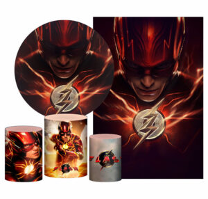 Kit Casado The Flash Painel Redondo Trio Capas Cilindro Retangular Vertical Em Tecido