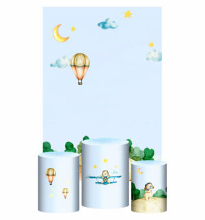 Kit Casado  Ursinho Aviador Trio Capa Cilindro Retangular Tecido