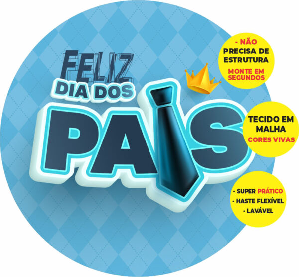 Painel Redondo 3D Dia dos Pais Abre Fácil Tecido