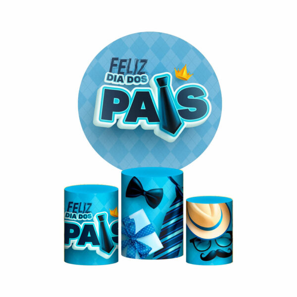 Trio Capa Cilindro + Painel Redondo 3D Dia dos Pais 1,50m Veste Fácil