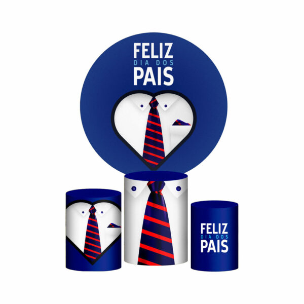 Trio Capa Cilindro + Painel Redondo 3D Dia dos Pais 1,50m Veste Fácil