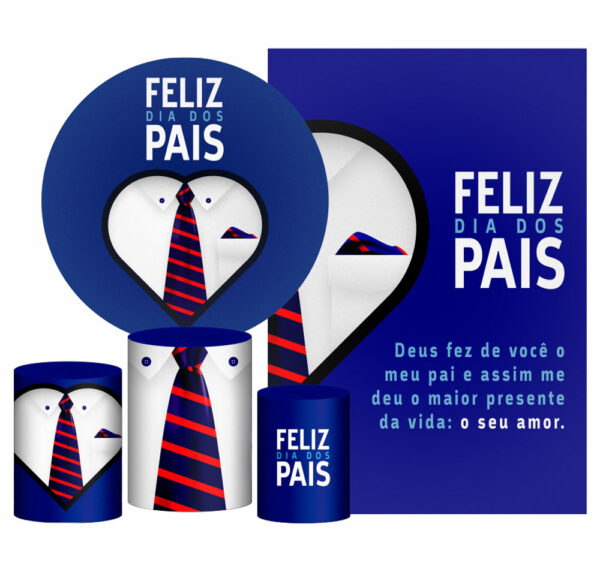 Kit Casado Dia dos Pais Painel Redondo Trio Capas Cilindro Retangular Vertical Em Tecido