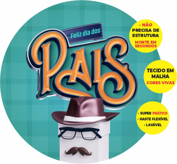 Painel Redondo 3D Dia dos Pais Abre Fácil Tecido
