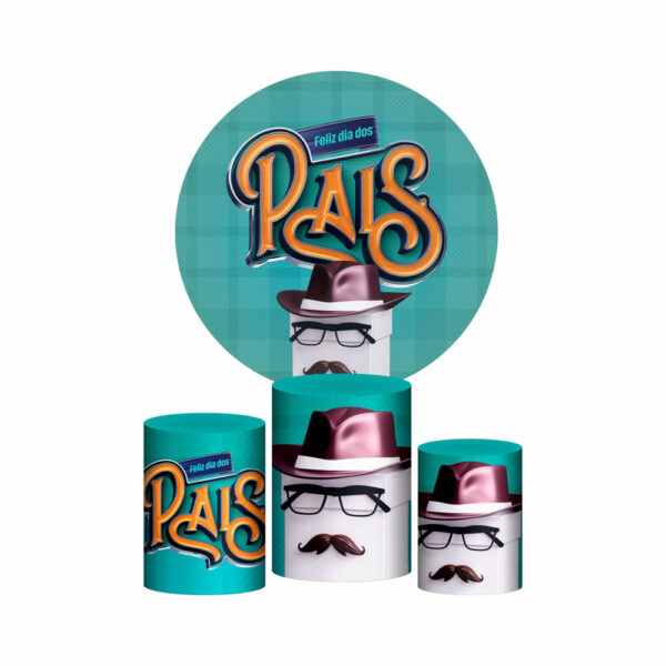 Trio Capa Cilindro + Painel Redondo 3D Dia dos Pais 1,50m Veste Fácil