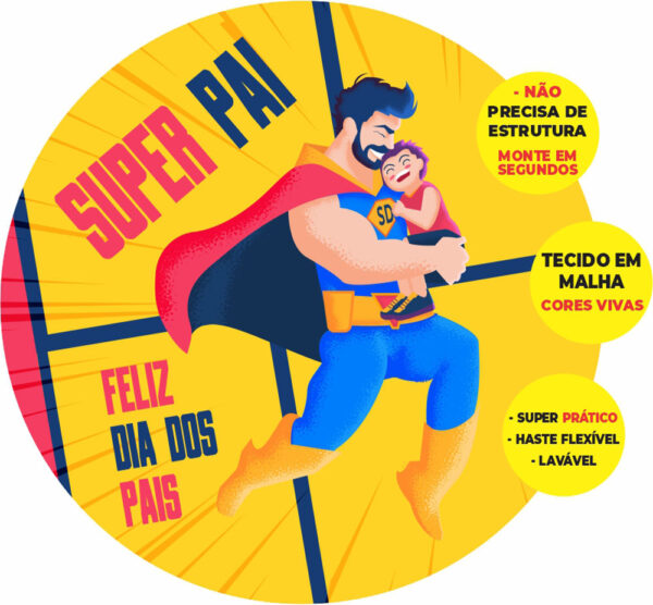 Painel Redondo 3D Dia dos Pais Abre Fácil Tecido