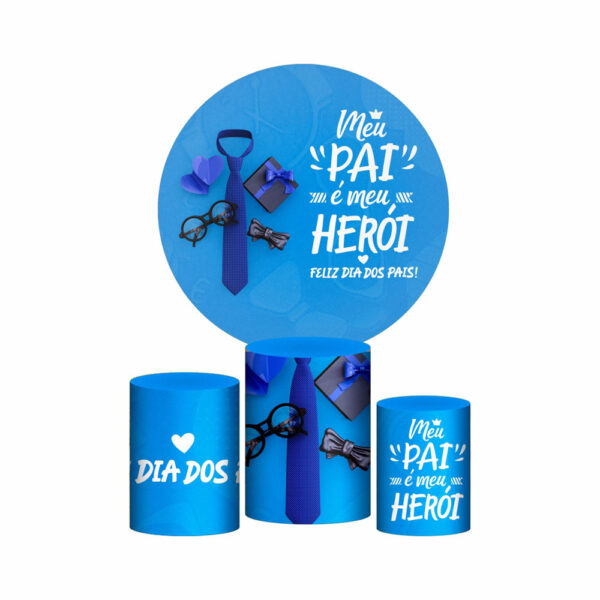 Trio Capa Cilindro + Painel Redondo 3D Dia dos Pais 1,50m Veste Fácil