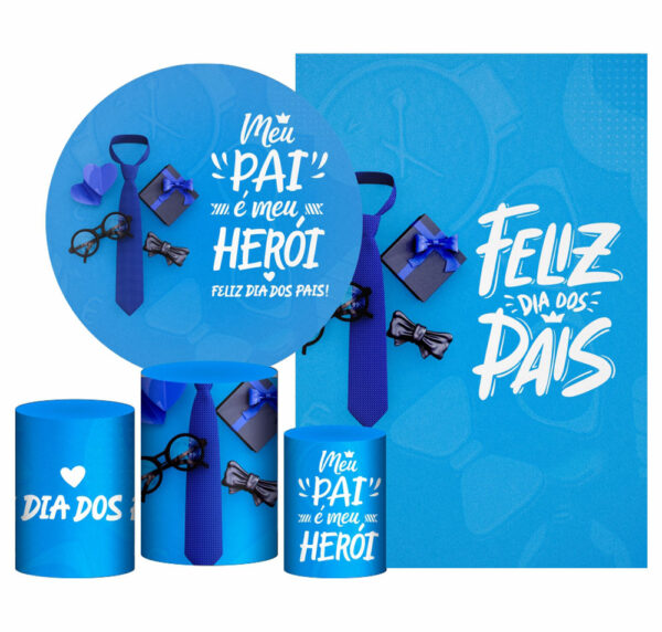 Kit Casado Dia dos Pais Painel Redondo Trio Capas Cilindro Retangular Vertical Em Tecido