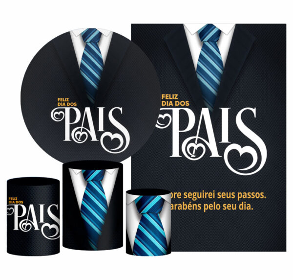 Kit Casado Dia dos Pais Painel Redondo Trio Capas Cilindro Retangular Vertical Em Tecido