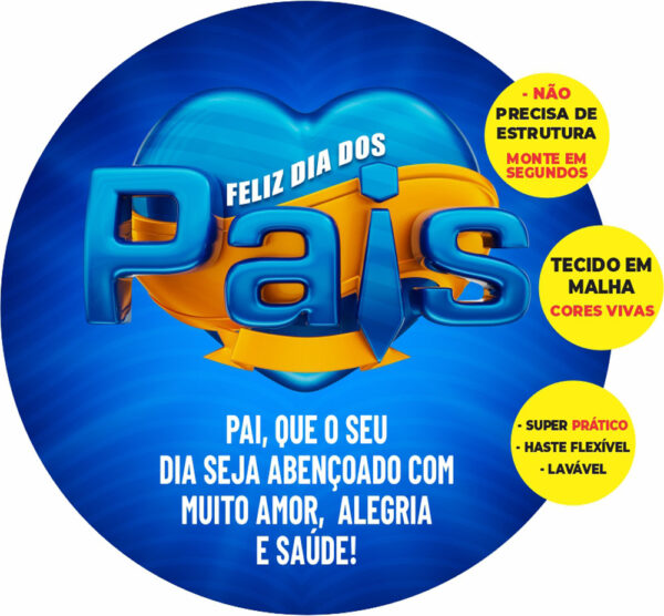 Painel Redondo 3D Dia dos Pais Abre Fácil Tecido