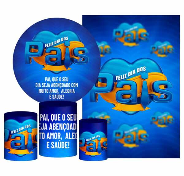 Kit Casado Dia dos Pais Painel Redondo Trio Capas Cilindro Retangular Vertical Em Tecido