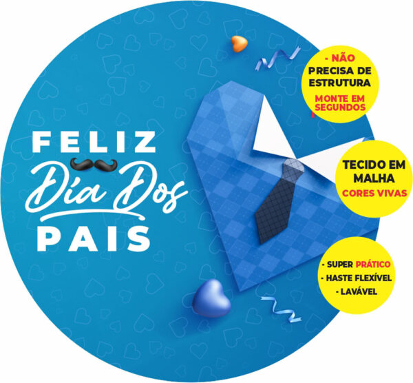Painel Redondo 3D Dia dos Pais Abre Fácil Tecido