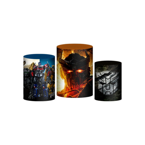 Trio Capa Cilindro Transformers  3D Em Tecido Com Elástico