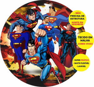 Painel Redondo 3D Super Homem Abre Fácil Tecido