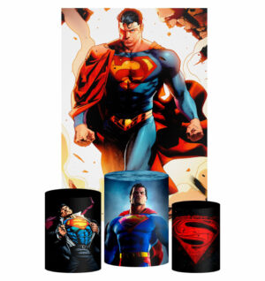 Kit Casado Super Homem Trio Capa Cilindro Retangular Tecido