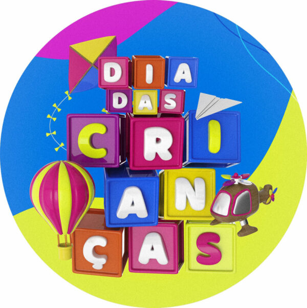 Painel Redondo 3D Dia das Crianças Tecido Sublimado