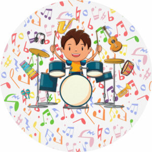 Painel Redondo 3D Musicas Instrumentos Tecido Sublimado