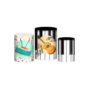 Trio Capa Cilindro  Musica Instrumentos 3D Em Tecido Com Elástico