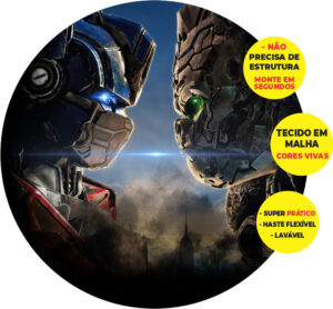 Painel Redondo 3D Transformers Abre Fácil Tecido