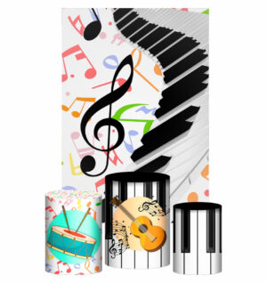 Kit Casado Musica Instrumentos Trio Capa Cilindro Retangular Tecido