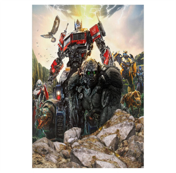 Painel de Festa Retangular 3D Transformers Casadinho 1,50m x 2,20