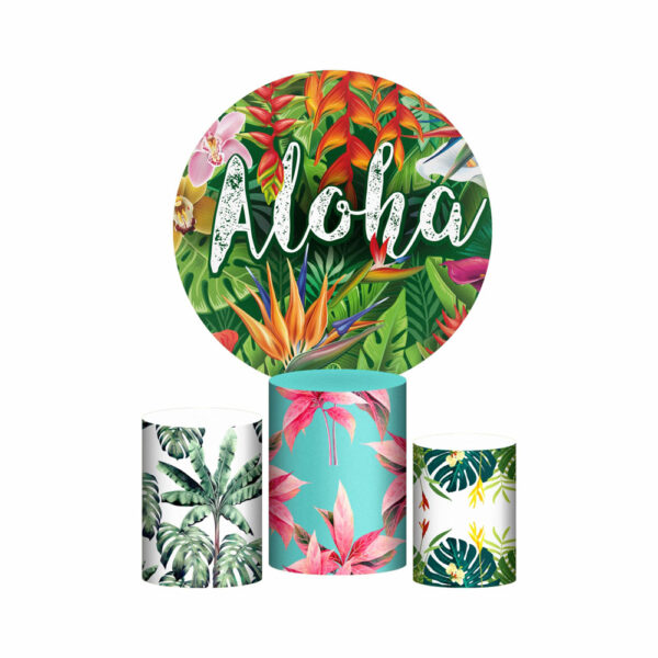 Trio Capa Cilindro + Painel Redondo 3D Aloha 1,50m Veste Fácil