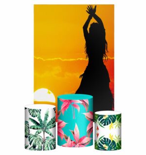 Kit Casado Aloha Trio Capa Cilindro Retangular Tecido