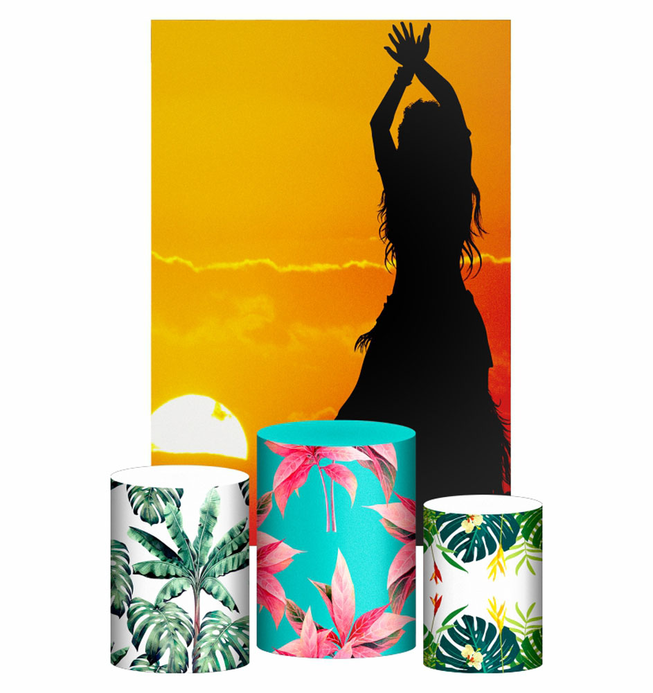 Kit Casado Aloha Trio Capa Cilindro Retangular Tecido