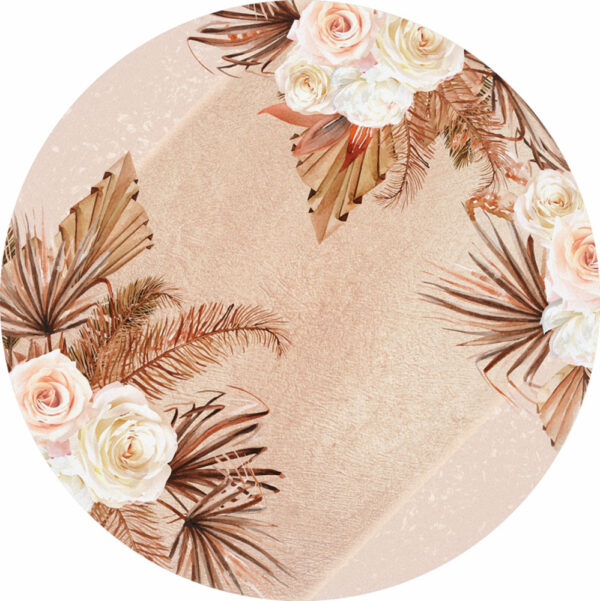 Painel Redondo 3D Floral Tecido Sublimado