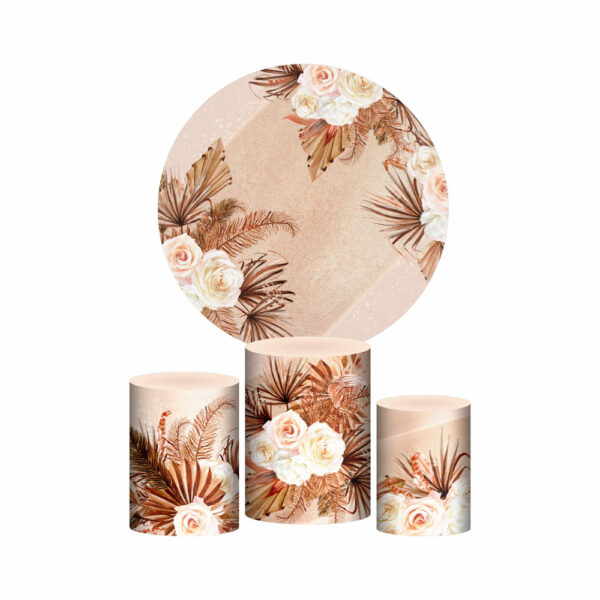 Trio Capa Cilindro + Painel Redondo 3D Floral 1,50m Veste Fácil