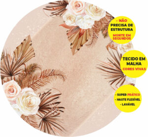 Painel Redondo 3D Floral  Abre Fácil Tecido