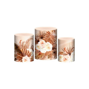Trio Capa Cilindro  Floral 3D Em Tecido Com Elástico